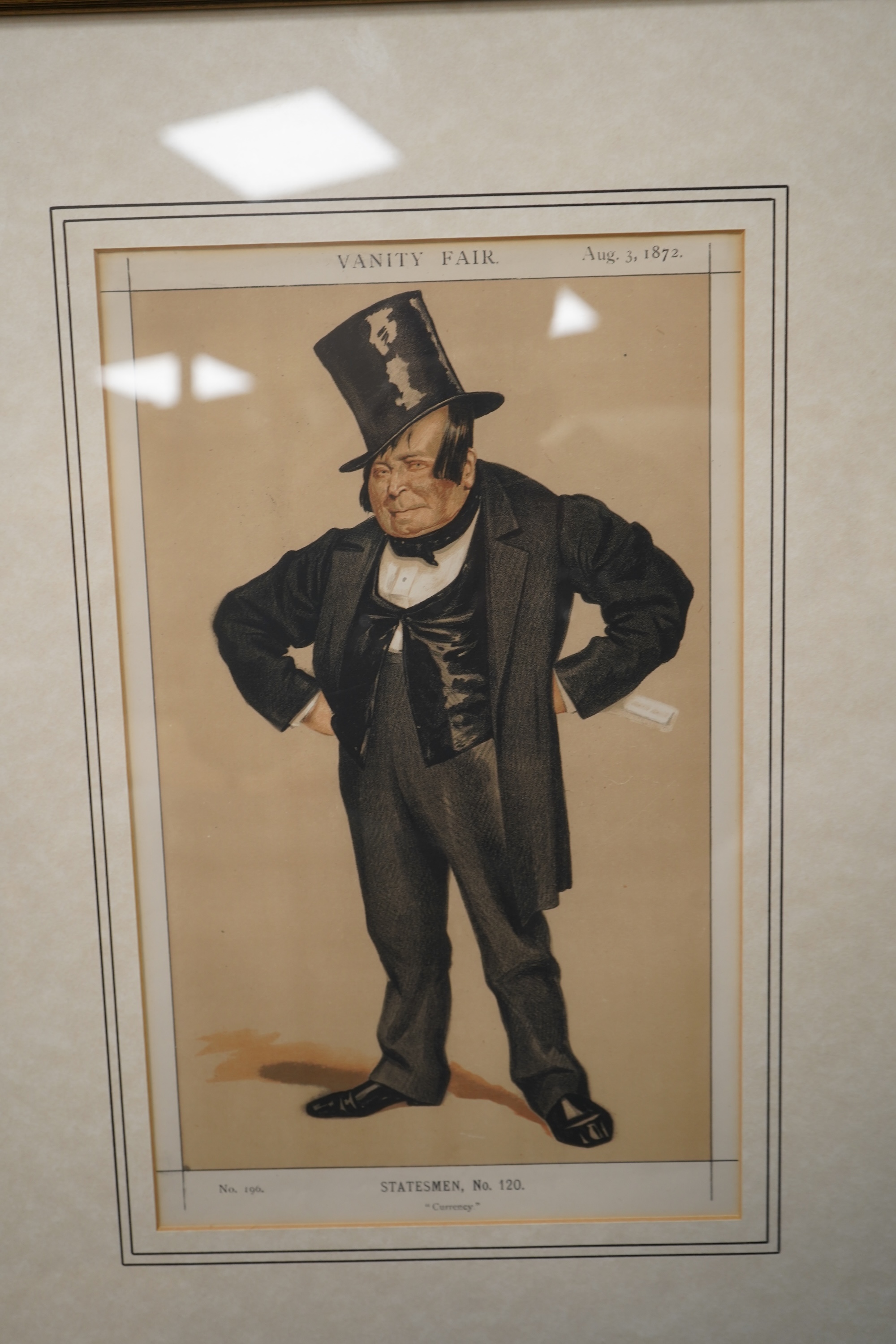 Spy (Leslie Matthew Ward, 1851-1922), Eight Vanity Fair lithographic cartoons, ‘Anti Rent’, ‘a younger son’, ‘Oscar’, ‘Currency’, ‘The Irish Secretary’, ‘Queen Hardie’, and K.S. Ranjitsihji, Sarah Berhnardt, 34 x 20cm